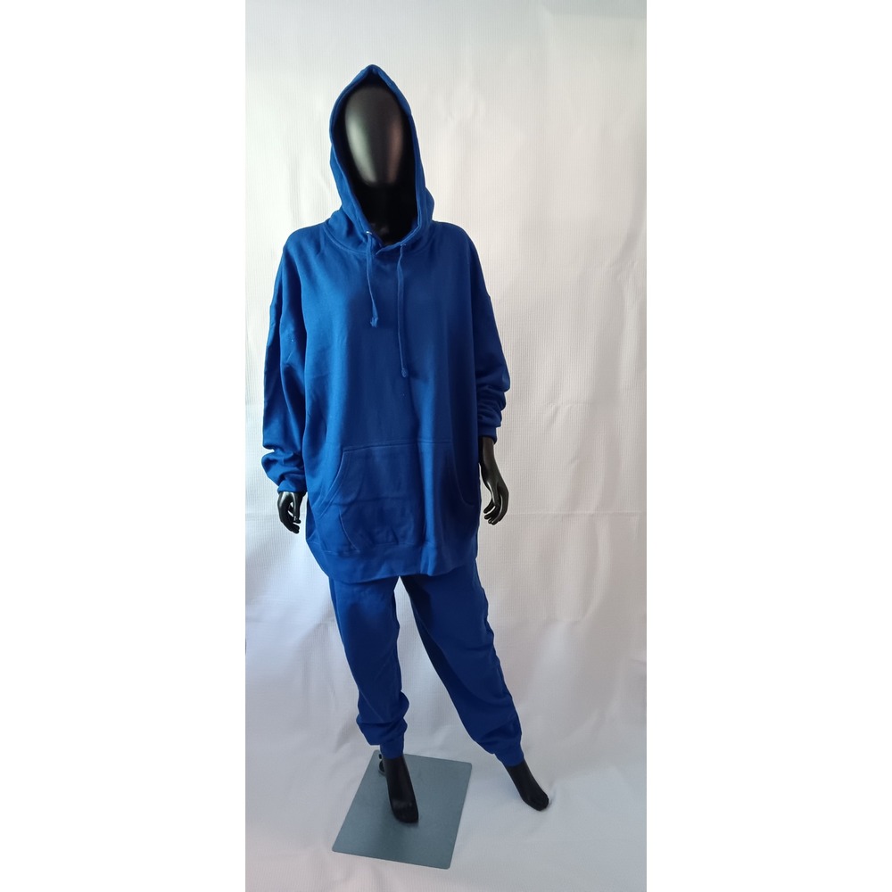 SMART Blanks 2 Piece Sweatshirt Set Blue Hoodie Jogger Kangaroo Pockets 2XL